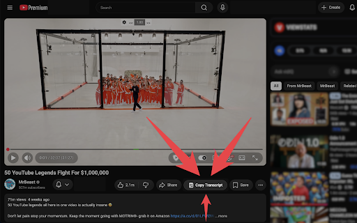 Copy YouTube Transcript :: Copy transcripts from YouTube videos, Shorts and completed live-stream replays when captions are available.