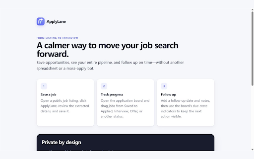 ApplyLane :: Save jobs, stay on track, and move every application toward the next round.