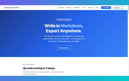 Markdown to Doc/PDF Converter :: Convert Markdown to Word (.docx), PDF & HTML locally — LaTeX math, Mermaid diagrams, templates. No upload, no signup.