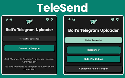 TeleSend - Instant Telegram file uploads :: Connect your Telegram account and upload files instantly with right-click context menu.