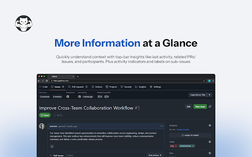GitFlex - UX Enhancements for GitHub :: GitHub UX enhancements for PRs, issues, and projects: top bar tools, split preview, parent issue tracking, and automation.