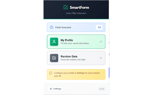 SmartForm Auto-Filler :: Auto-fill web forms with your profile or random test data. Perfect for developers, testers, and survey participants.