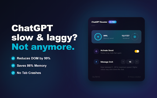 ChatGPT Slow Fix - Speed Booster :: Eliminate browser lag in long ChatGPT conversations by rendering only the last N messages.