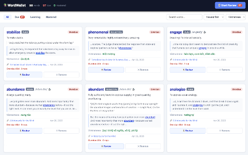 WordWallet :: Highlight words while reading to capture meanings, pronunciation, and translations.