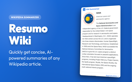 Resumo Wiki - Wikipedia Summarizer :: Quickly get concise summaries of Wikipedia articles.