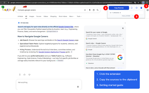 SEO/GEO/AI Source Extractor :: Extracts AI answers from search engines and top AI bots. Allows exporting data and downloading history.