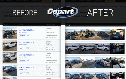 Auction Enhancer :: Adds photos to search list + VIN info. Save time and search vehicles with ease on Copart & IAAI auctions