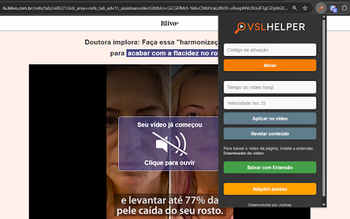 VSL Helper Pro :: Revela conteúdo oculto e controla vídeos VSL. Ativação obrigatória.