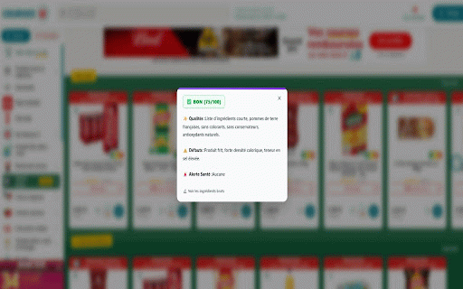 Check Drive Products :: Affiche instantanément le Nutri-Score, l'Eco-Score, le score NOVA et les rappels produits lors de vos courses en ligne.