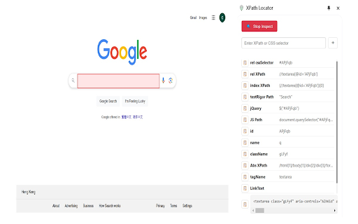 XPath Locator :: A web element locator tool for XPath and CSS selectors with real-time highlighting and property extraction features.