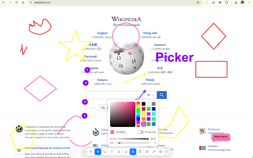 PagePen :: Draw, highlight, annotate and screenshot any webpage with freehand pen, shapes, text, notes and a color picker.