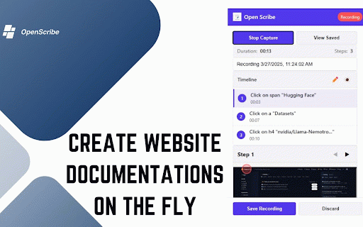 OpenScribe :: Records browser actions with screenshots and saves them locally