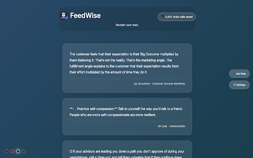 FeedWise :: Transform your social media feeds into daily wisdom with Readwise highlights and Obsidian notes.