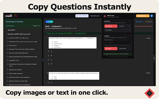 NPTEL Ease :: Copies NPTEL questions, fills answer choices, and sends questions with optional lecture context to ChatGPT.