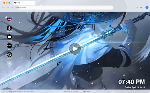 Samurai Glowing Katana Live Wallpaper :: Transform your new tab with stunning HD live wallpaper featuring a glowing samurai katana for a dynamic, vibrant experience.