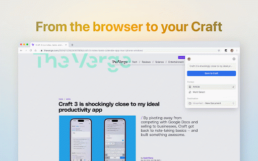 Craft Web Clipper :: Easily save web pages to Craft. Official extension, free with a Craft account.