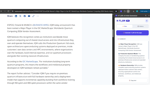 K-TL;DR: AI Article Summarizer :: Summarize any article in seconds with AI. One click gives you a clean, bullet-point TL;DR in your own language.