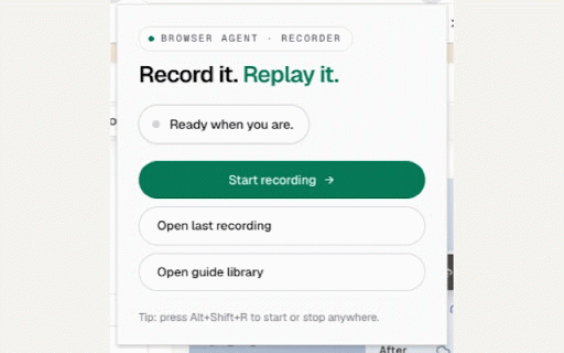 Browser Agent Recorder :: Record browser workflows and export local SOPs and Agent Skill Packs.