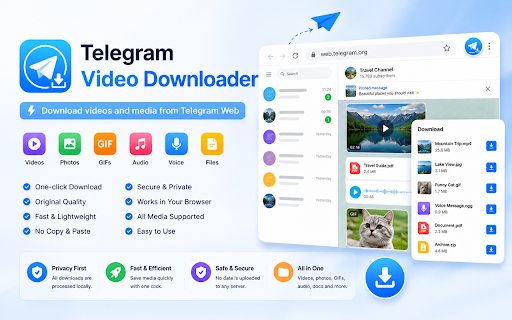 Telegram Video Downloader - Private Channel Videos :: Telegram video downloader for Web K & private channels. One-click or batch, local & private.