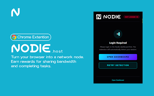 Nodie - Decentralized Node Network :: Turn your browser into a network node. Earn rewards for sharing bandwidth and completing tasks.