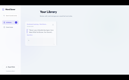 Word Saver :: Quickly save and manage words or notes while browsing.