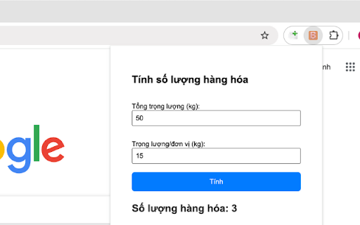 Tính số lượng hàng hóa B52Club :: Extension dùng để tính số lượng hàng hóa từ tổng trọng lượng và trọng lượng mỗi đơn vị.