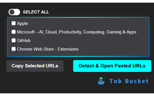 Tab Bucket :: Copy, and open multiple links across active tabs with ease.
