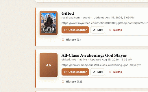 Novel Tracker :: Track where you stopped reading light novels across different websites.