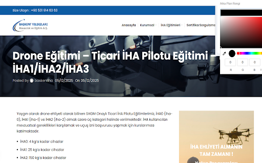 Drone Eğitimi :: Tüm web sayfalarındadrone eğitimi içerikleri için arka plan ve yazı renklerini istediğin gibi ayarla ve drone eğitimini.