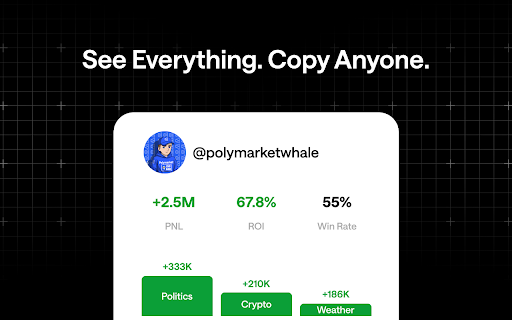 Polymarket Analytics by Copydog :: Advanced trader analytics for Polymarket. See PNL, ROI, win rate, Sharpe ratio, category & subtopic performance for any trader.