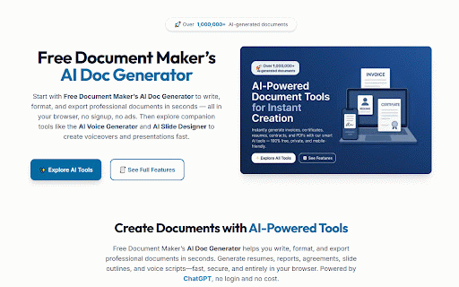 AI Doc Creator – by Free Document Maker :: Create, edit, and convert invoices, CVs, PDFs, and contracts using AI-powered tools — 100% free and browser-based.