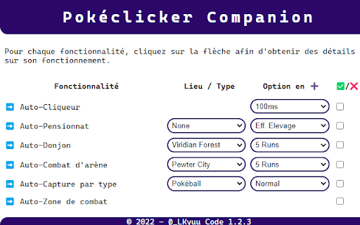 Pokeclicker Companion :: Automatisez Pokéclicker! Vous pourrez utiliser un autoclicker, une pension autonome, farmer des donjons sans fin et plus encore.