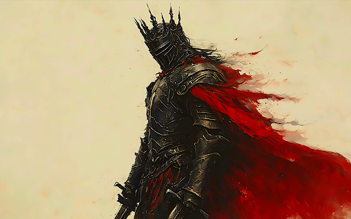 Armored Dark Knight Live Wallpaper - Warrior Wallpaper :: A dark warrior wallpaper in black armor with a flowing red cape. Animated HD fantasy wallpaper for every new tab.