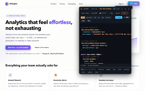 StyleGrab — Inspect & Copy CSS :: Hover any element, copy its CSS as CSS, Tailwind, JSX, styled-components, Vue or Svelte. 100% local. Zero data collection.