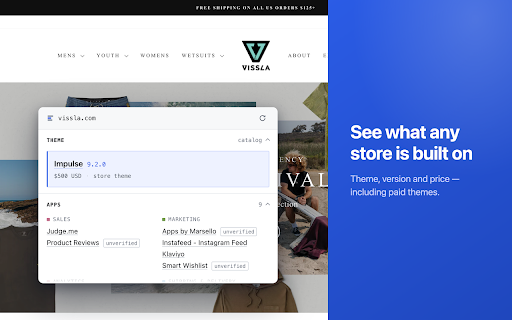 Shopify Theme Detector & Apps - Stackpeek :: Shopify theme detector and app detector in one: any store's theme, apps and trackers. Export to CSV, never records your browsing.