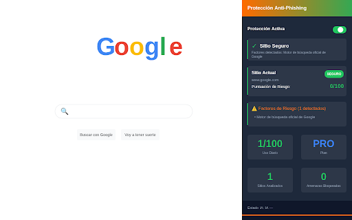 PhishGuard AI - Protección Anti-Phishing Inteligente :: Protección en tiempo real contra sitios de phishing con IA integrada, seguimiento de uso y comunicación con servidor