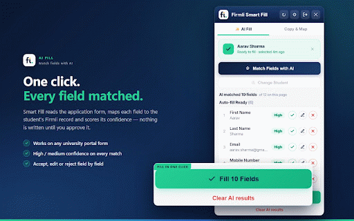 Firmli AI Smart Application Fill :: AI-powered application form autofill for education agencies, universities, and admissions teams.