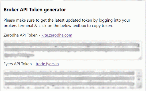 Broker API Token generator :: Users can use this extension to easily generate trading API token's for major stock brokers.