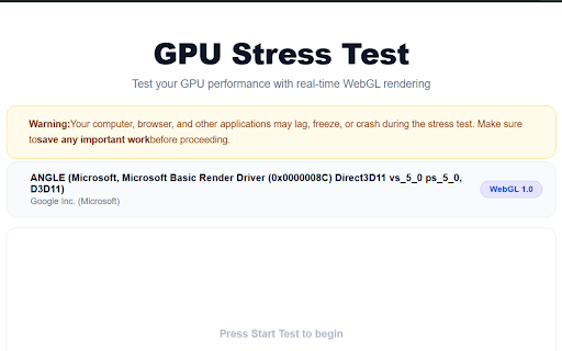 GPU Benchmark & Stress Test :: Test your GPU performance with real-time WebGL rendering and benchmarking, all inside your browser.