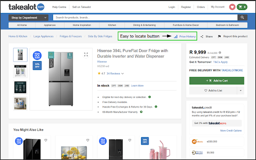 Takealot Price History :: Track price history on Takealot product pages and wishlists with one-click access to Serval Tracker charts. Never miss a deal again!