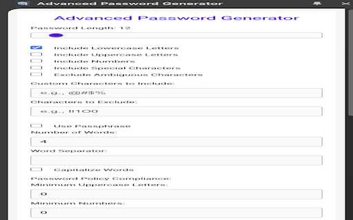 Advanced Password Generator :: Generate secure passwords/passphrases with customizable options, along with integrated right-click menu options for quick use.