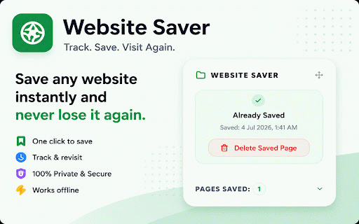 Website Saver :: Helps you track visited and saved web pages to avoid accidental duplicate visits or applications.