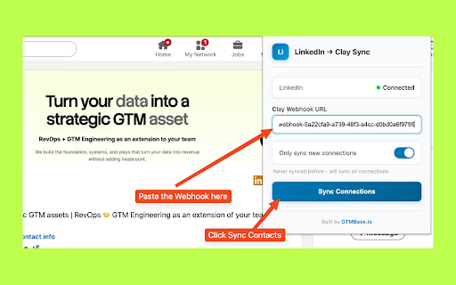 LinkedIn → Clay Sync :: Sync your LinkedIn connections to Clay. Built by GTMBase.io