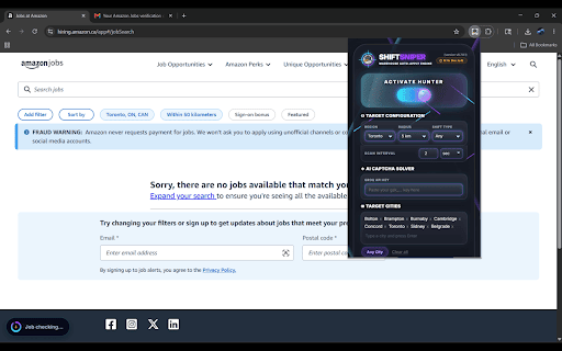 ShiftSniper — Amazon Warehouse Job Hunter :: This Extension Books Amazon Warehouse Shift Automatically