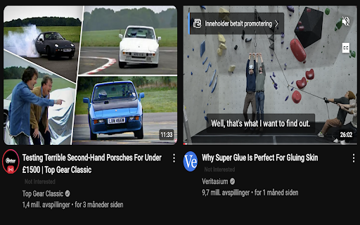 YouTube Not Interested Button :: Adds a direct 'Not Interested' button to YouTube video cards.