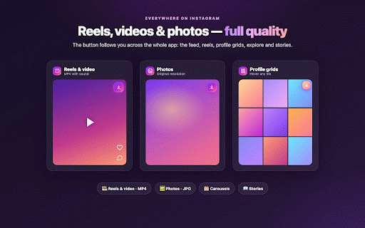 OneTap — Reels, Video & Photo Saver for Instagram :: Save Instagram videos, reels and photos in full quality — one tap on the button at any post's top-right. No watermark.