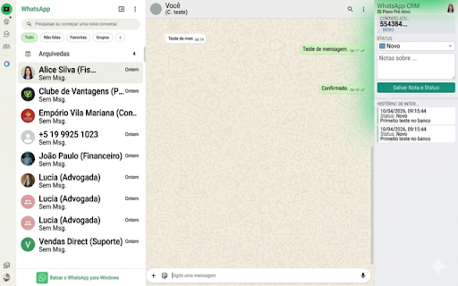 WhatsApp CRM Pro :: WhatsApp CRM Pro: Gestão de Clientes e Multi-atendimento para WhatsApp
Transforme seu WhatsApp Web em uma máquina de vendas e…