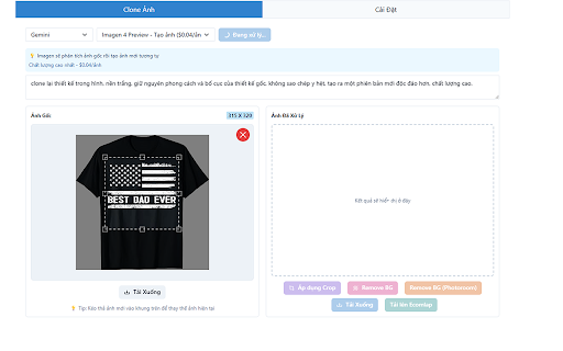 Image Clone AI Extension :: Tạo ảnh bằng AI (Gemini, ChatGPT), hỗ trợ cắt khoảng trắng trong suốt và xóa nhiễu.