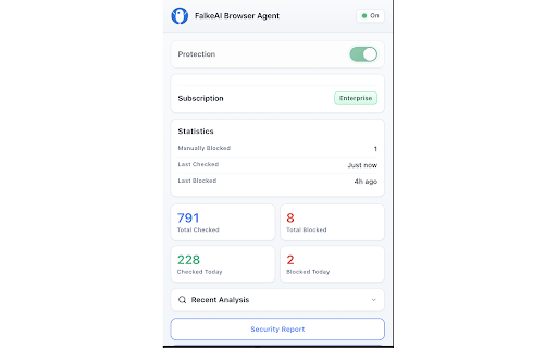 FalkeAI Browser Agent :: Block phishing sites in real time via Deephish. Optional on-device LLM DLP & download protection. Caching & warnings.