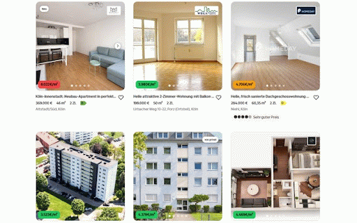 ImmoScout24 Tool: €/m² Preis-Badge & Quadratmeterpreis :: ImmoScout24-Tool: zeigt den Preis pro m² (€/m²) als farbiges Badge in den Suchergebnissen – Immobilien schneller vergleichen.
